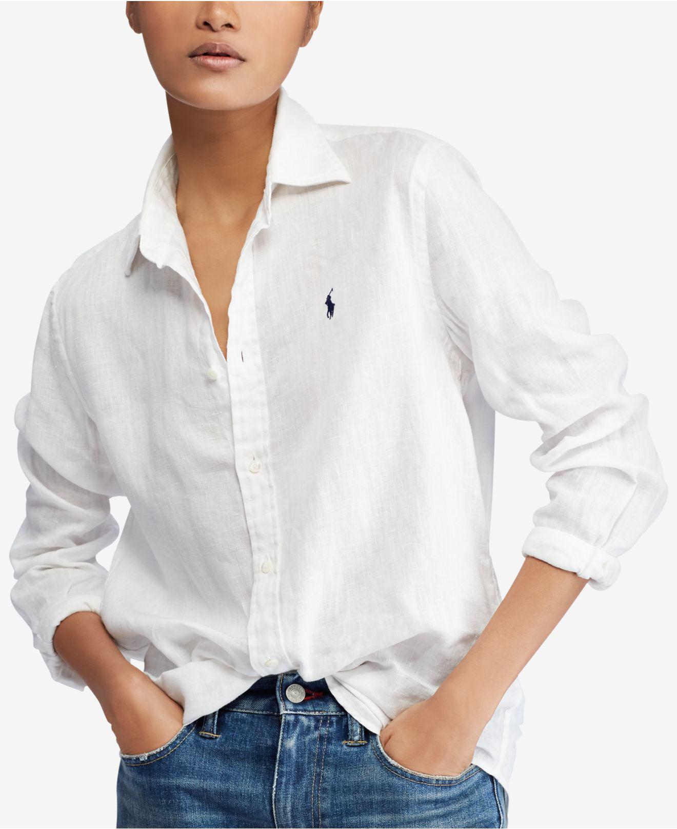 Polo Ralph Lauren Relaxed Linen Shirt in White - Lyst