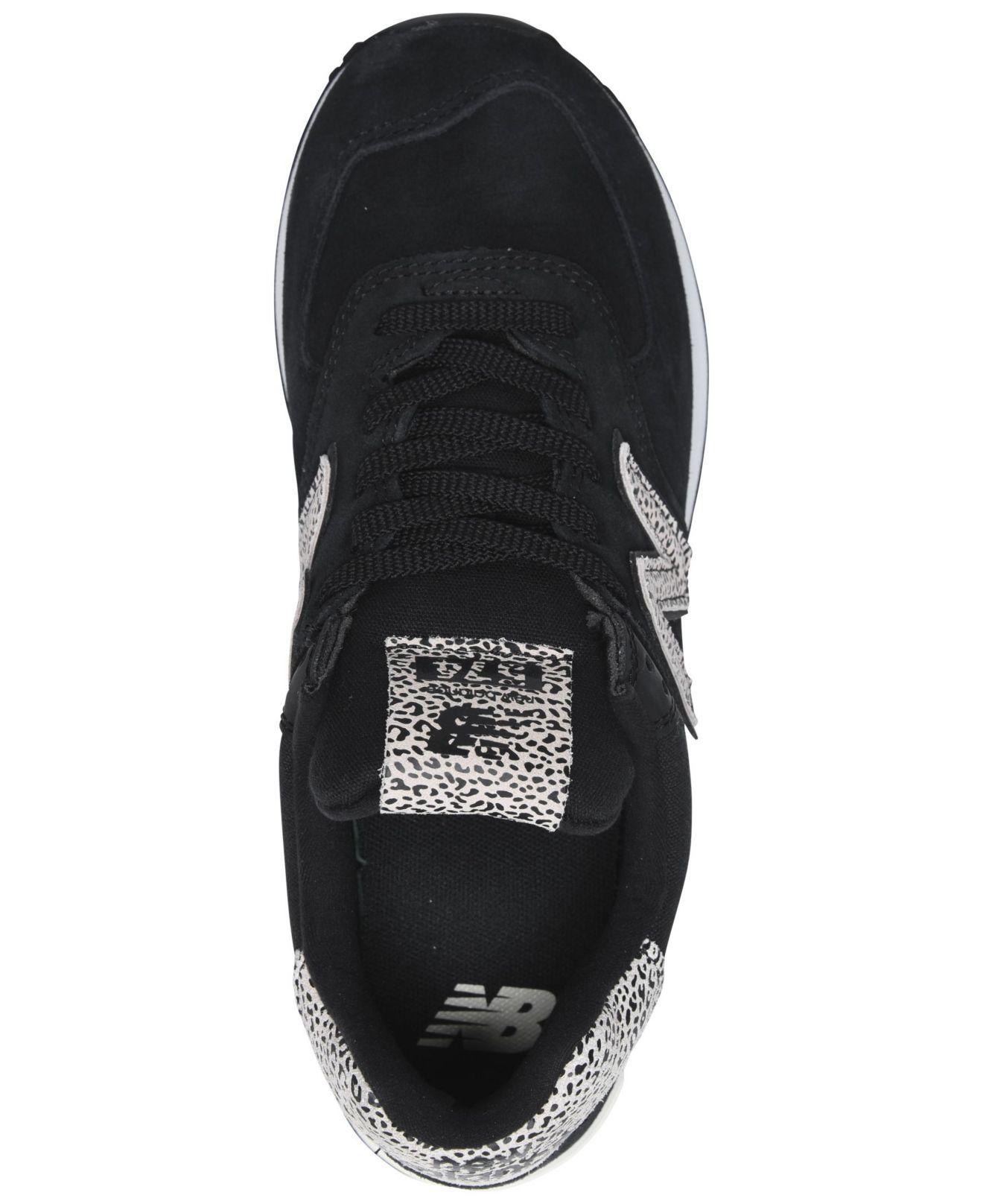 New Balance 574 Leopard Casual Sneakers From Finish Line in Black | Lyst