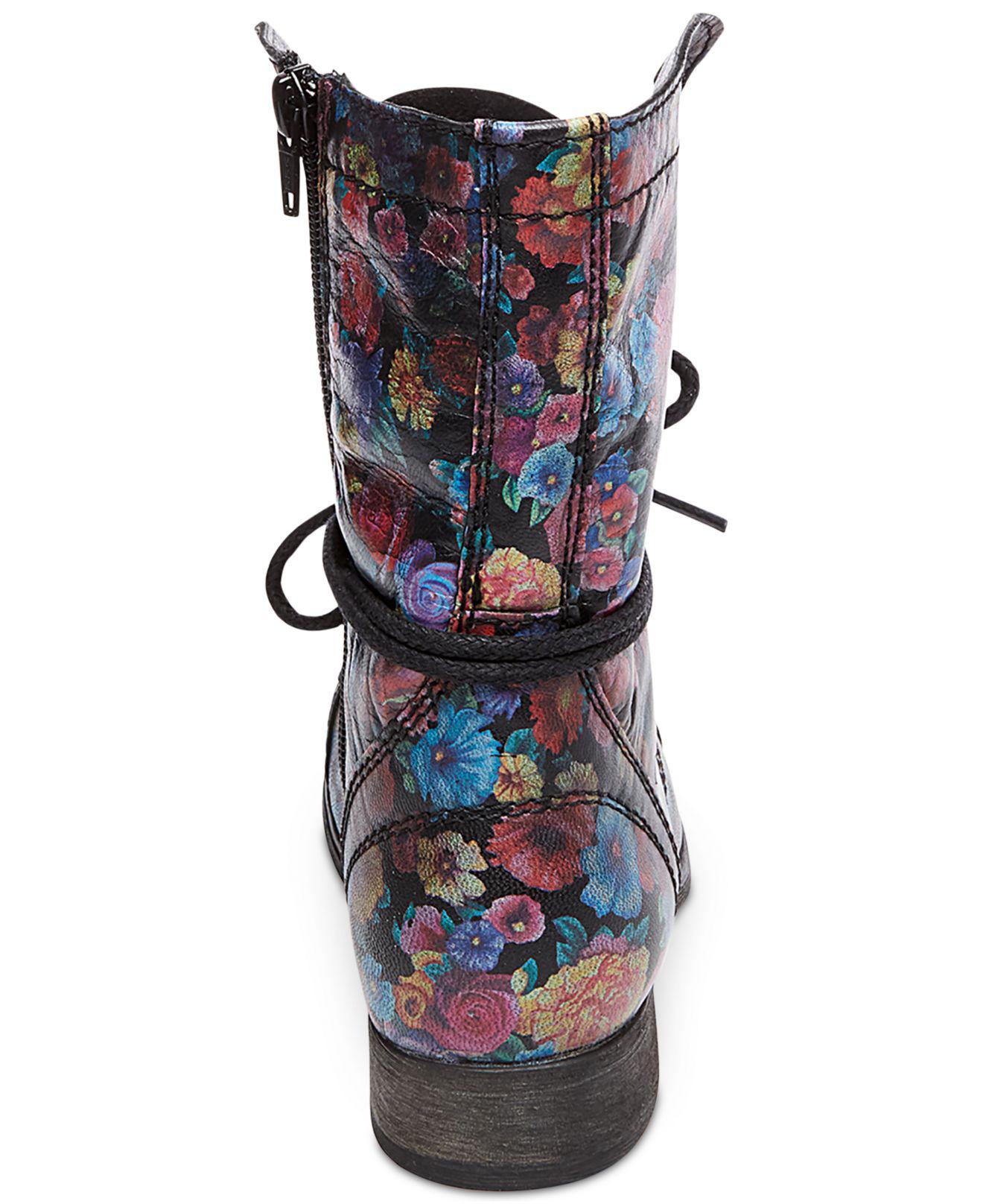 Steve Madden Leather Women's Troopa Floral Combat Boots | Lyst