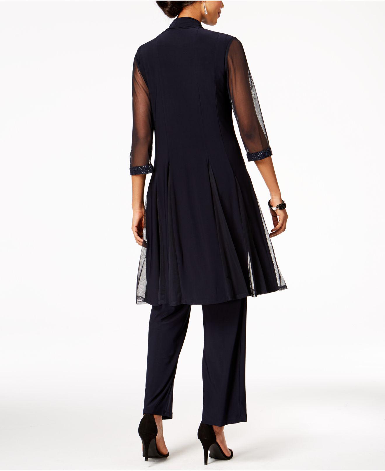 R & M Richards Synthetic 3-pc. Glitter-print Pantsuit & Shell in Navy (Blue) - Lyst