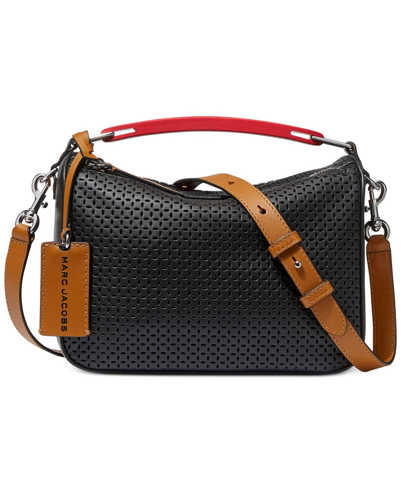 Marc Jacobs Leather The Softbox Perforated Bag in Black | Lyst