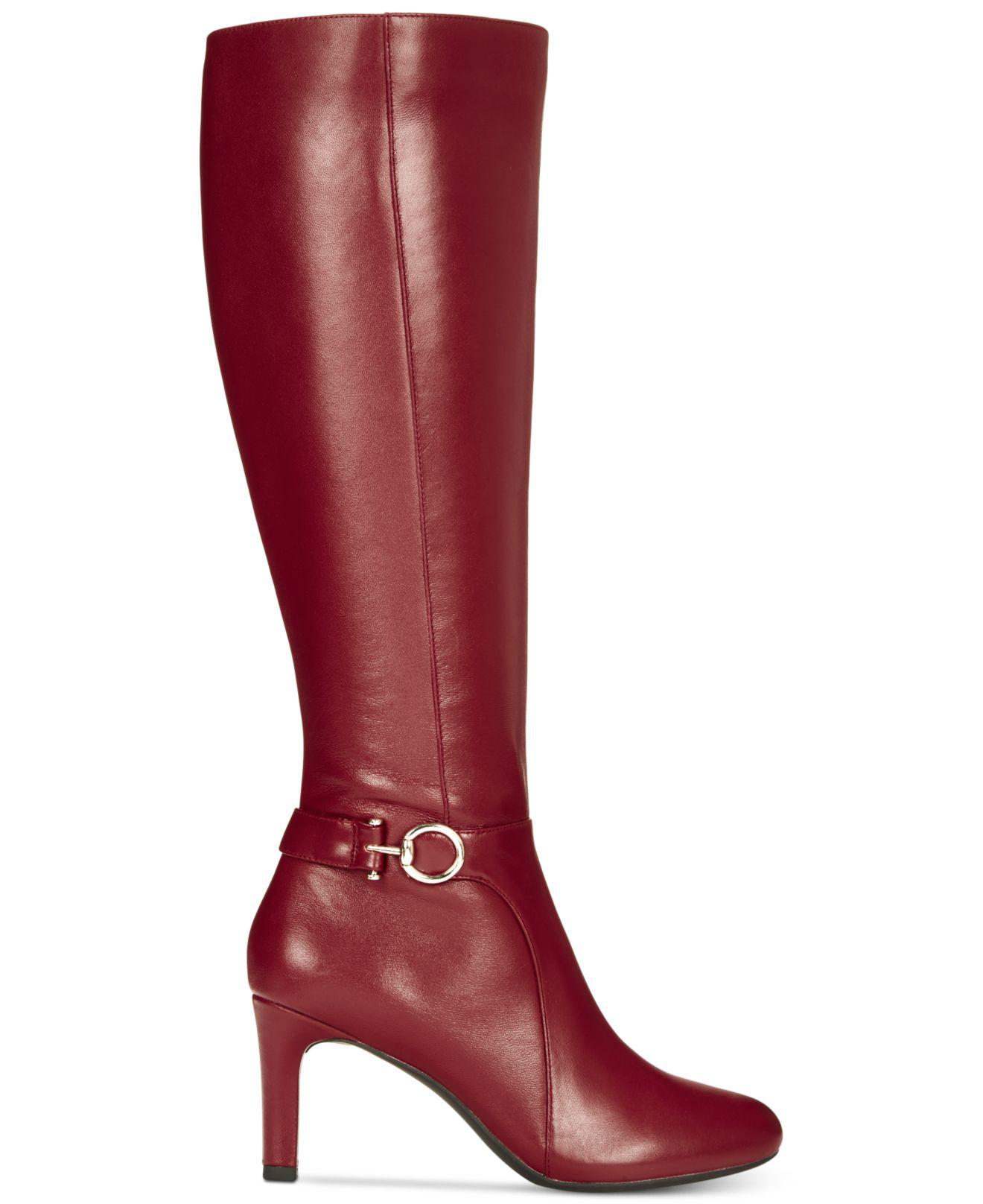 Bandolino Leather Lella Wide-calf Dress Boots, Created For Macys in Red ...