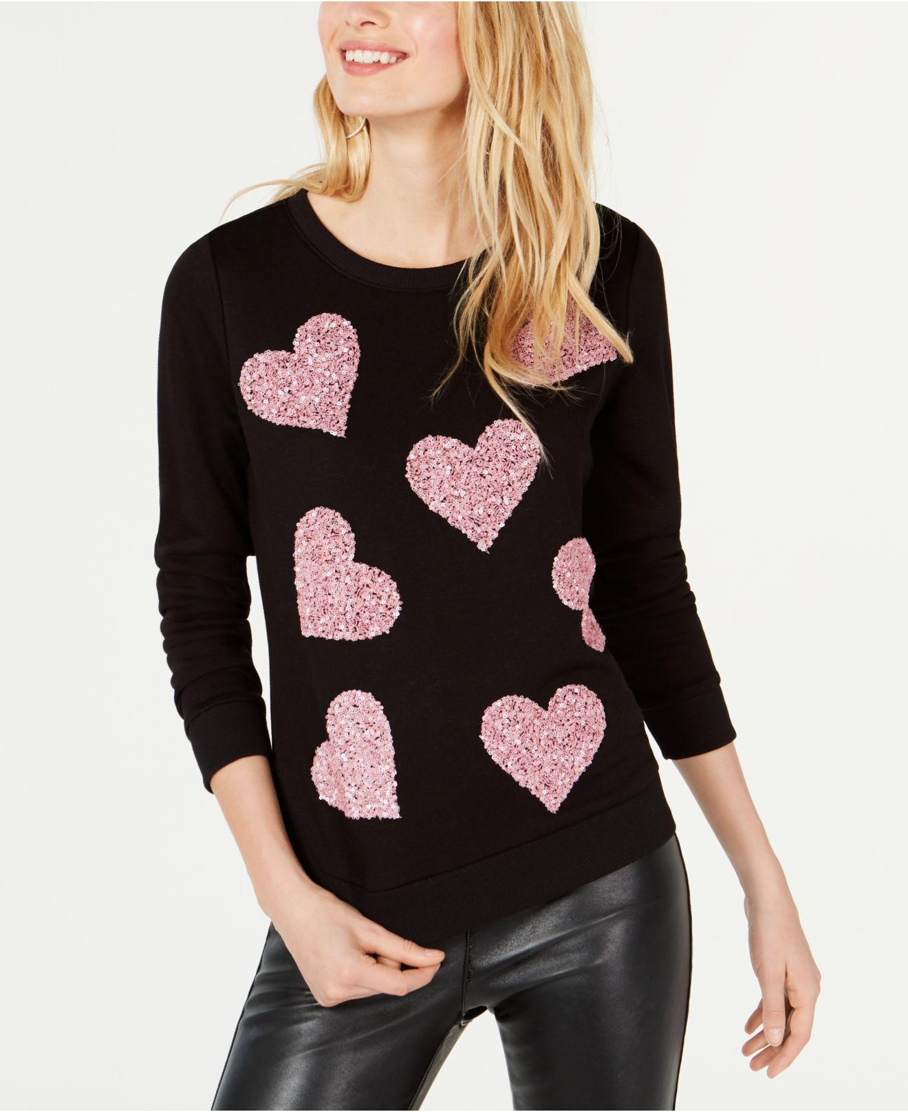 sequin heart sweatshirt