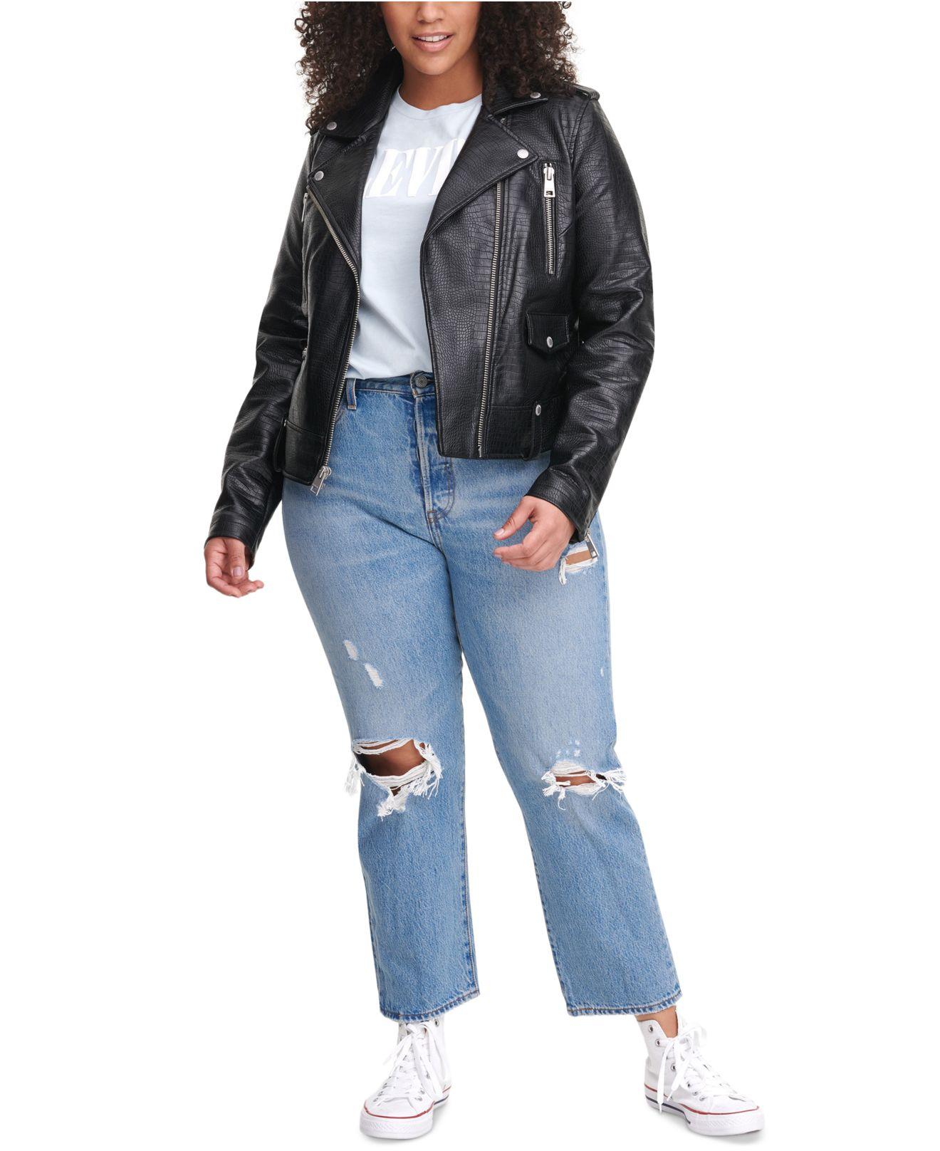 Black Faux Leather Jacket Plus Size Images