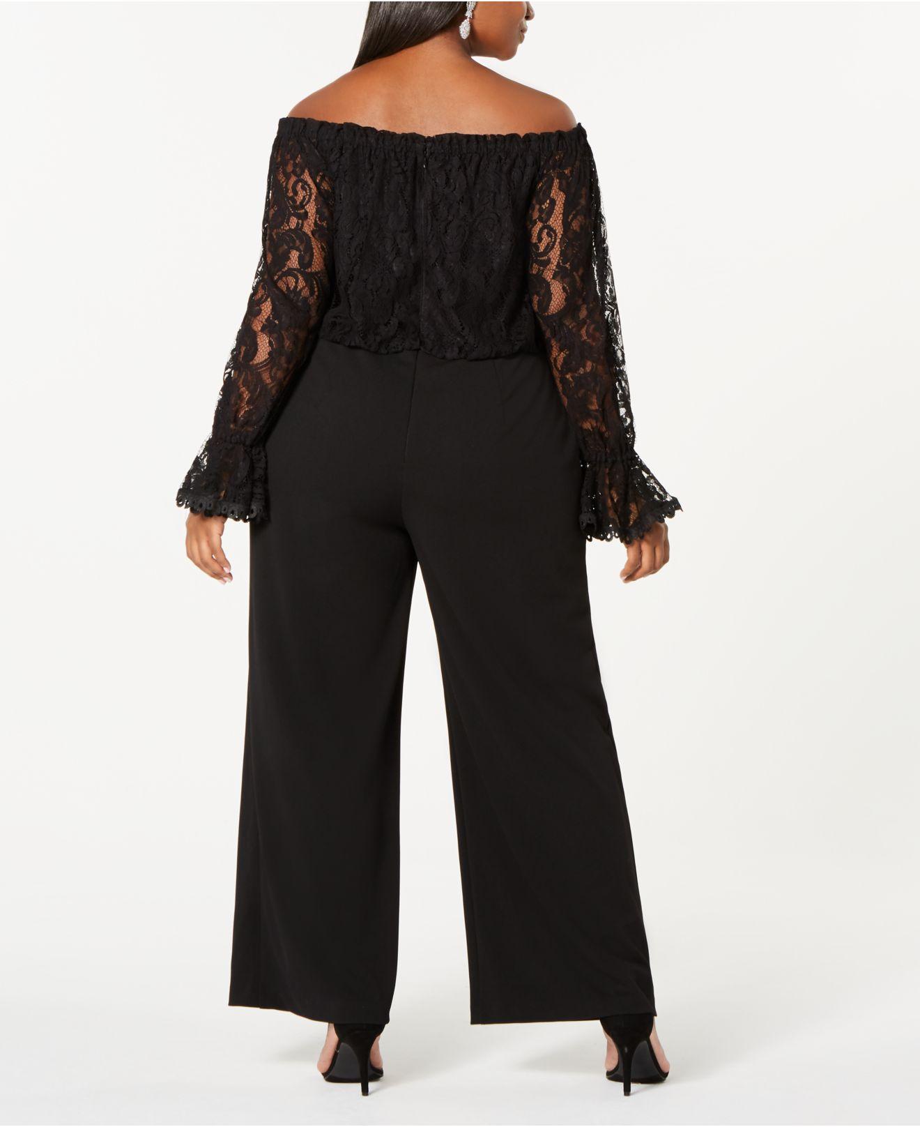 adrianna papell one shoulder jumpsuit plus size