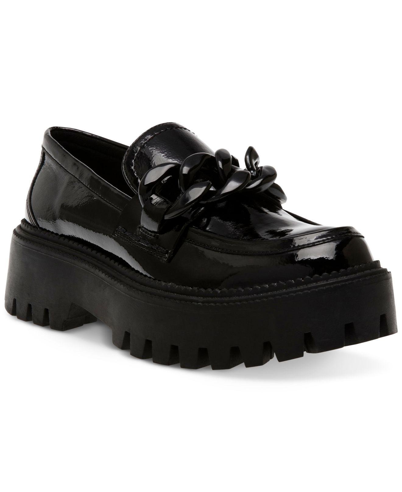 DV by Dolce Vita Larazzo Chain Platform Lug Sole Loafers in Black | Lyst