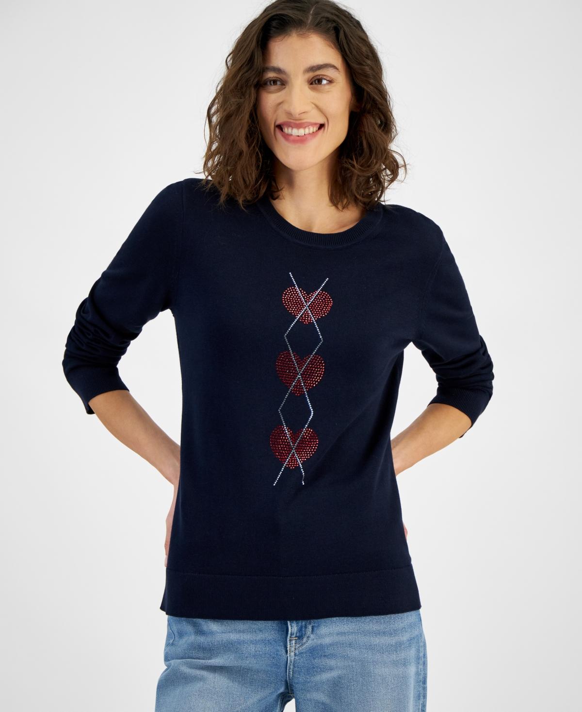 Tommy Hilfiger Heart Argly Long-sleeve Sweater in Blue Lyst