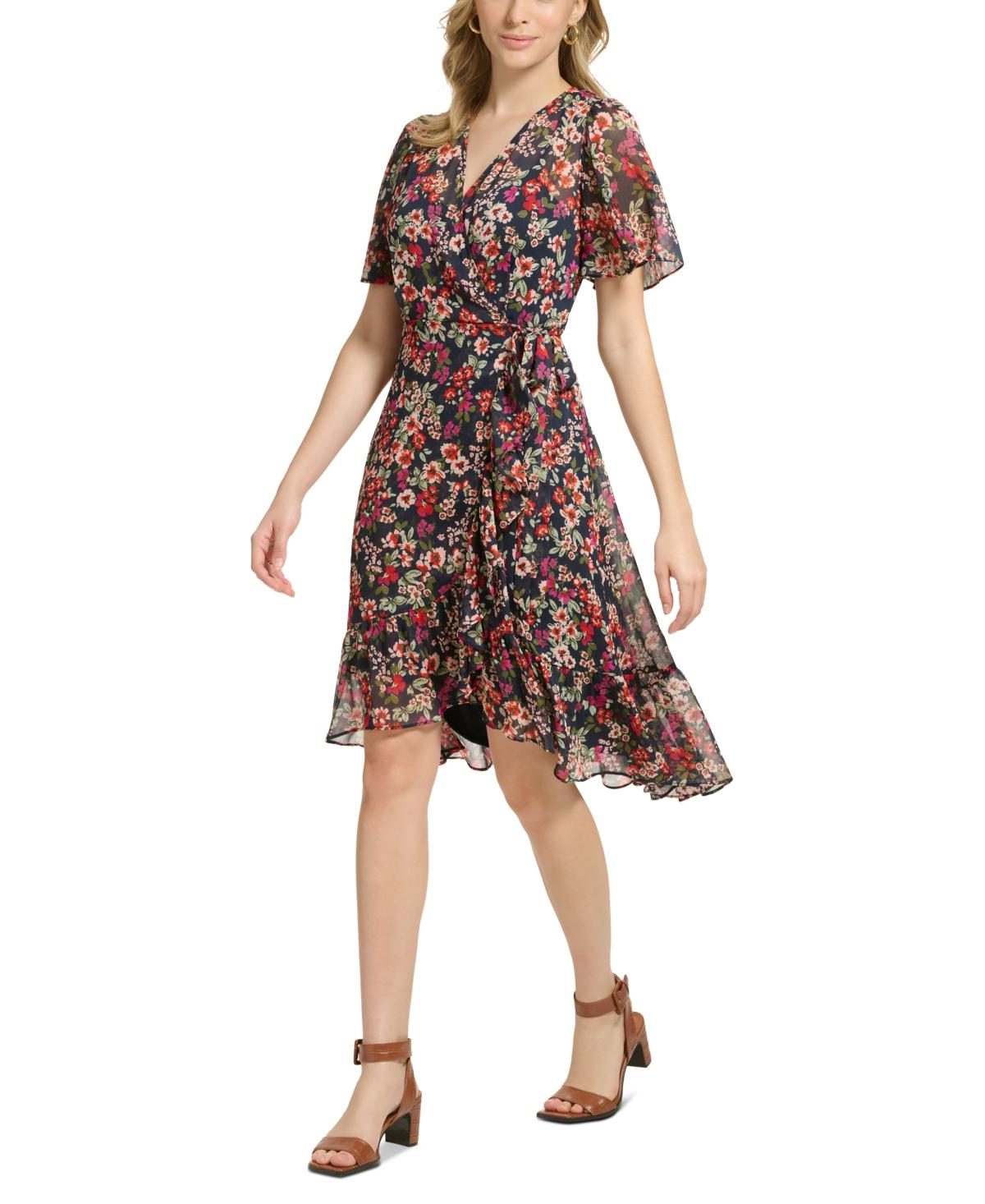 Calvin klein printed chiffon gown 2025