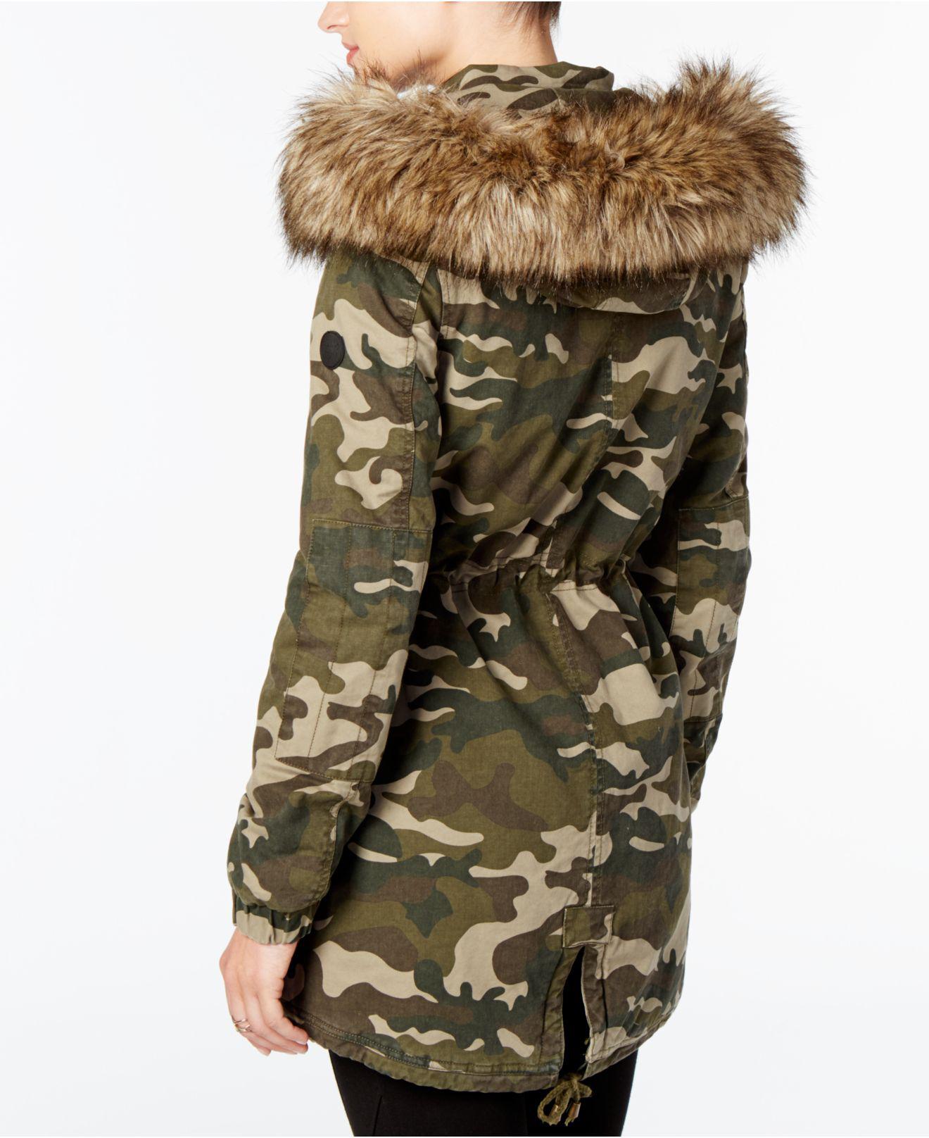 lucky brand faux fur hooded jacket
