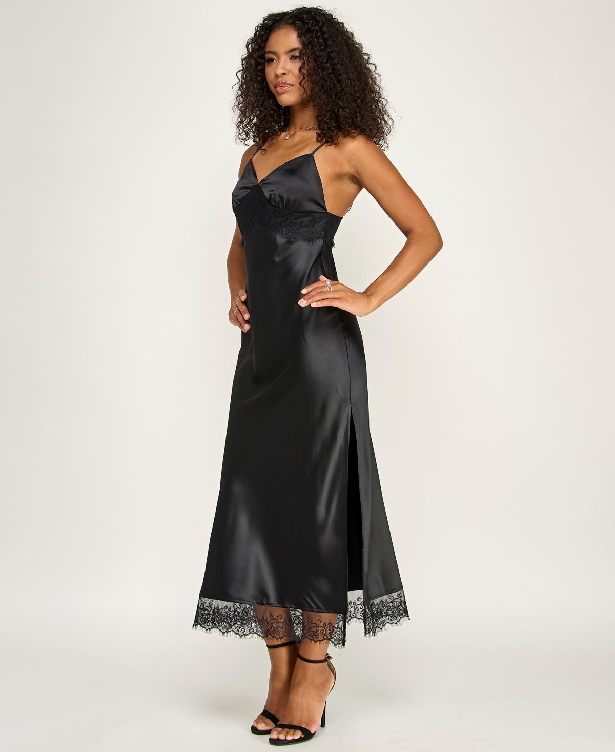 emerald sundae black dress Juniors' Embellished Fit & Flare with a unique and bold crisscross strap design creating an open back Emerald Sundae Womens Juniors Notch