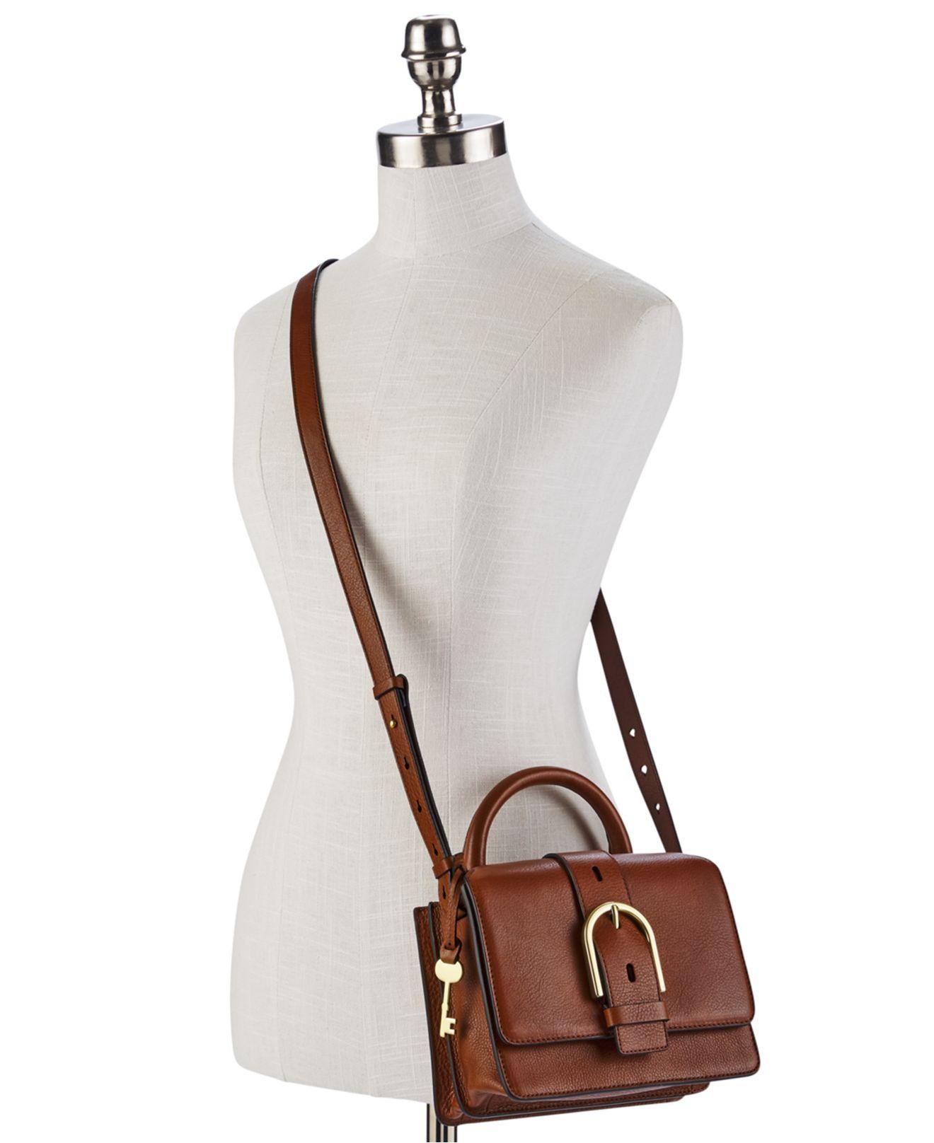 Fossil Wiley Top Handle Leather Satchel in Brown Lyst
