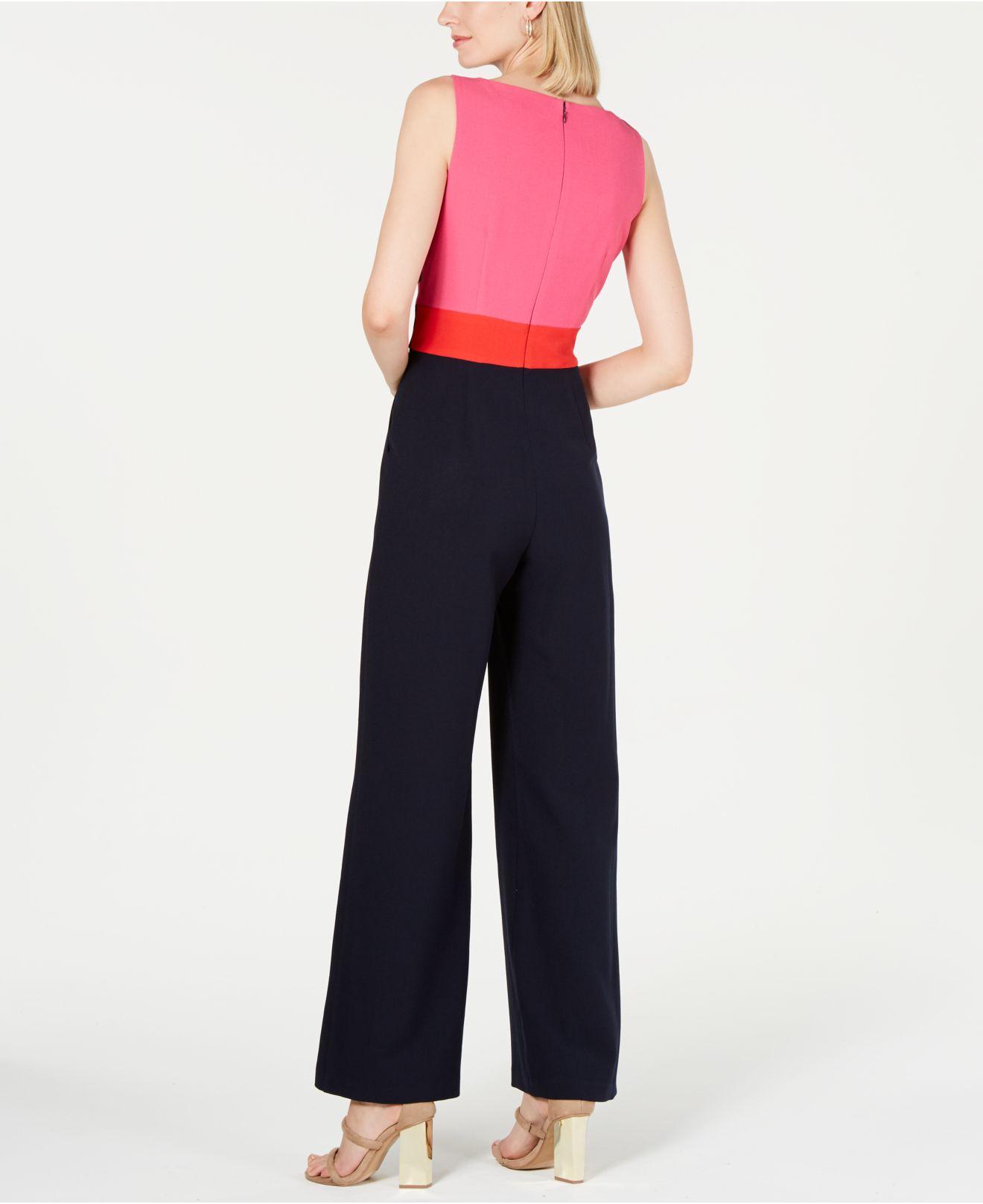 Vince Camuto Synthetic Colorblock Crepe Jumpsuit In Navy/red At Nordstrom  Rack in Blue - Lyst