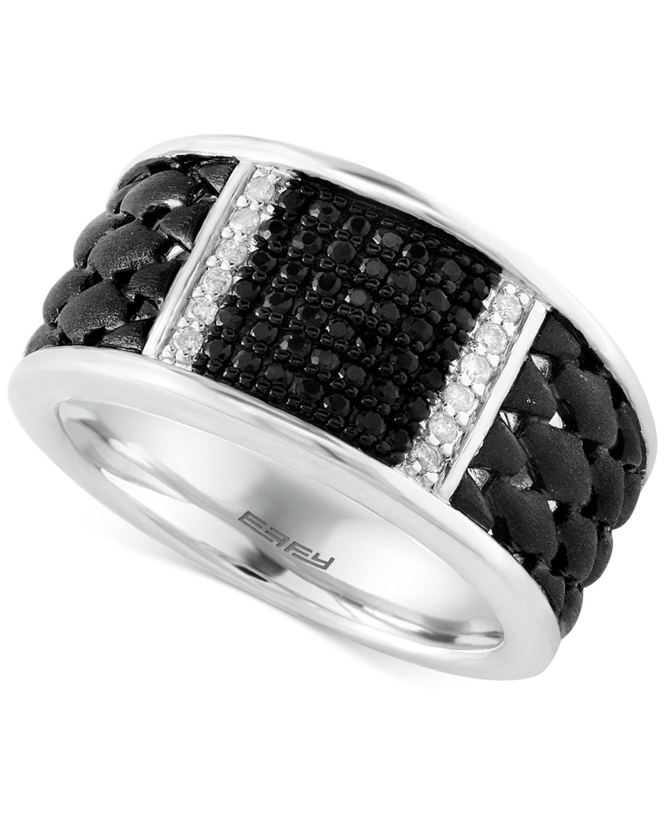 Download Effy Men's White And Black Sapphire Ring (1/2 Ct. T.w.) In ...