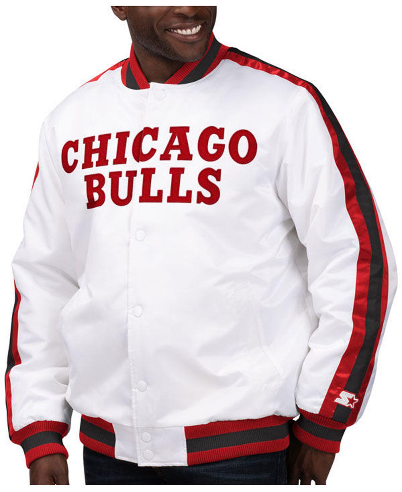 barbería Sindicato Sin cabeza Starter Chicago Bulls The D-line Satin Jacket in White for Men | Lyst