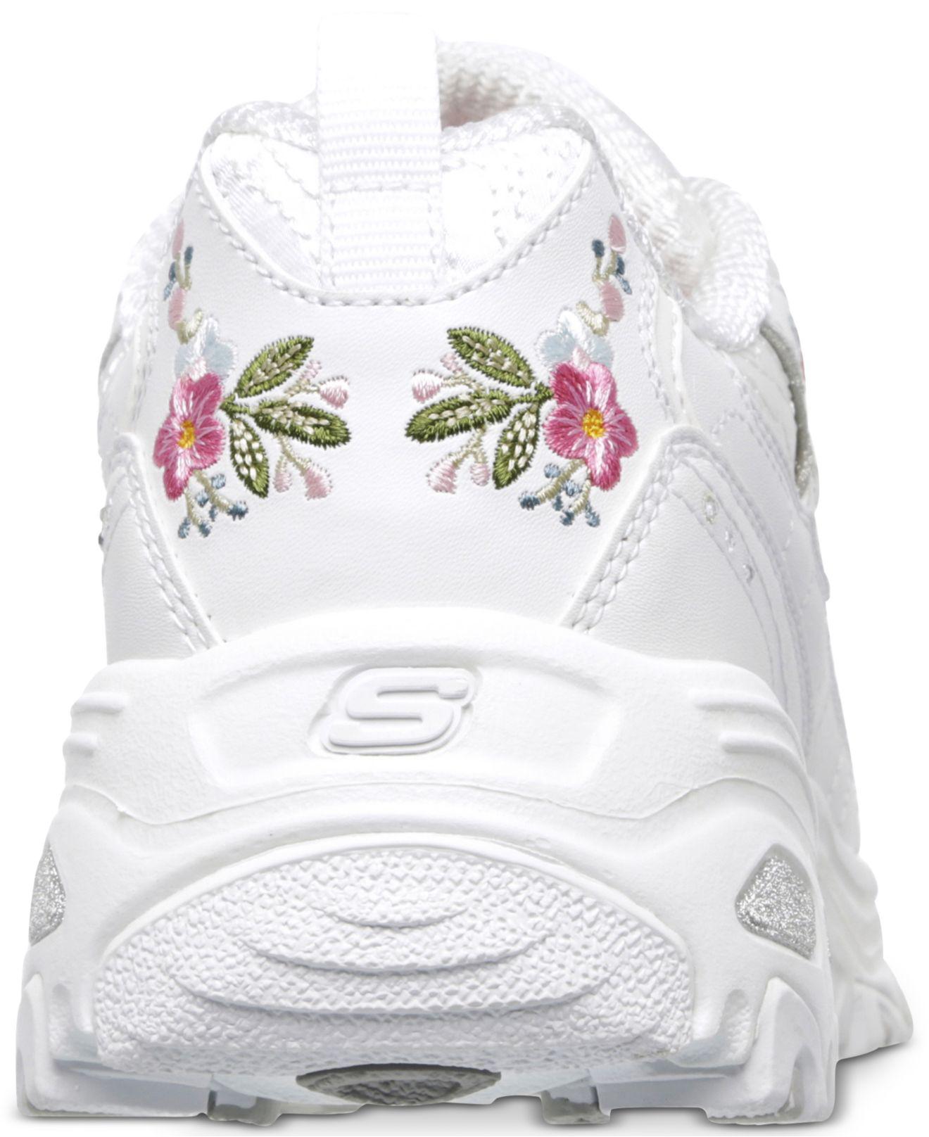 Skechers Leather Bright Blossoms Sneaker in White | Lyst