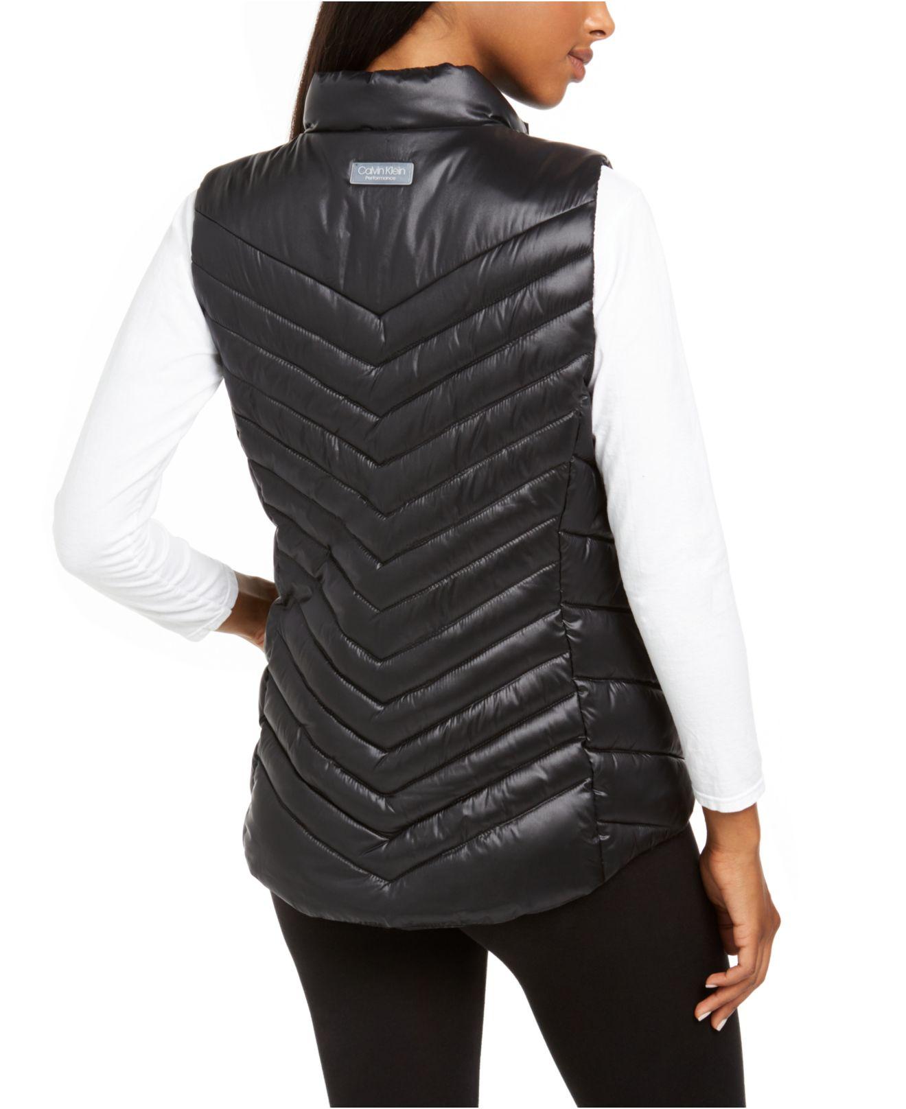 calvin klein quilted metallic puffer vest