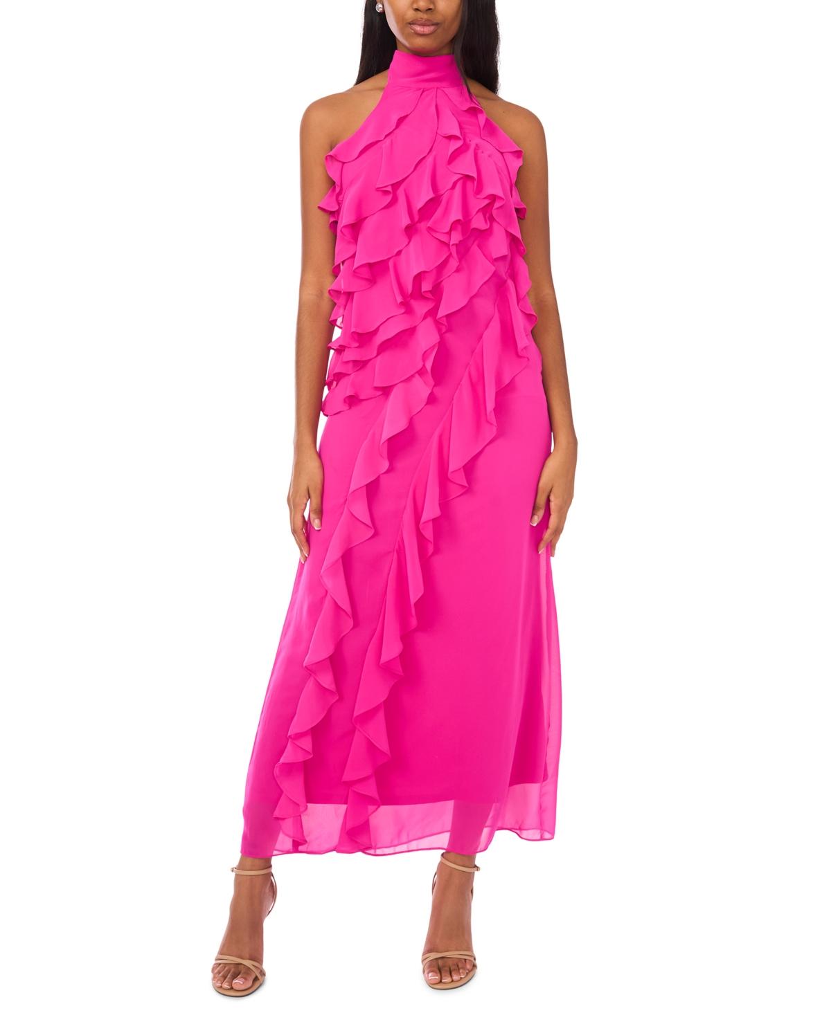 sachin and babi light blue dress Warehouse Women's Chiffon Fringe Trim Cut Out Maxi Dress
