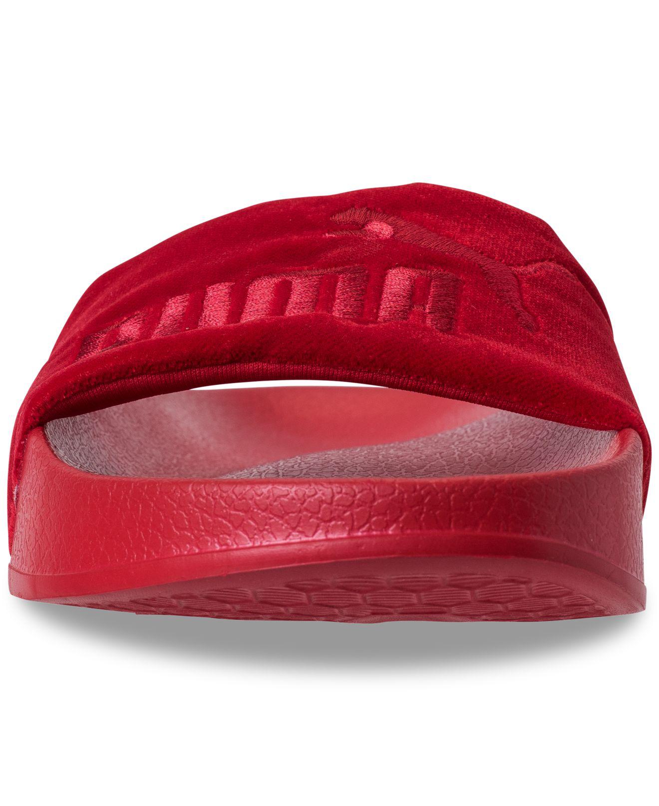 hoste halt server PUMA Leadcat Velvet Slide Sandals From Finish Line in Red | Lyst