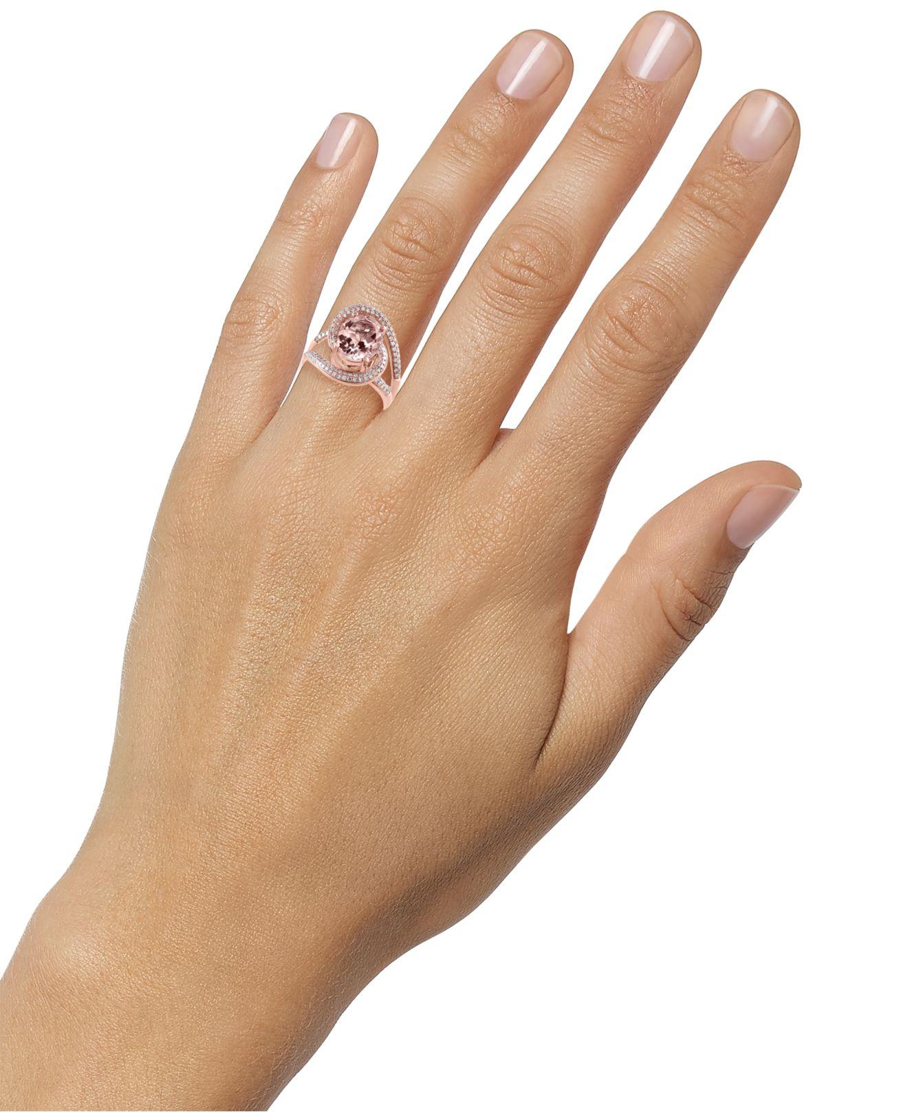 Effy Morganite (3-1/4 Ct. T.w.) And Diamond (1/2 Ct. T.w.) Ring In 