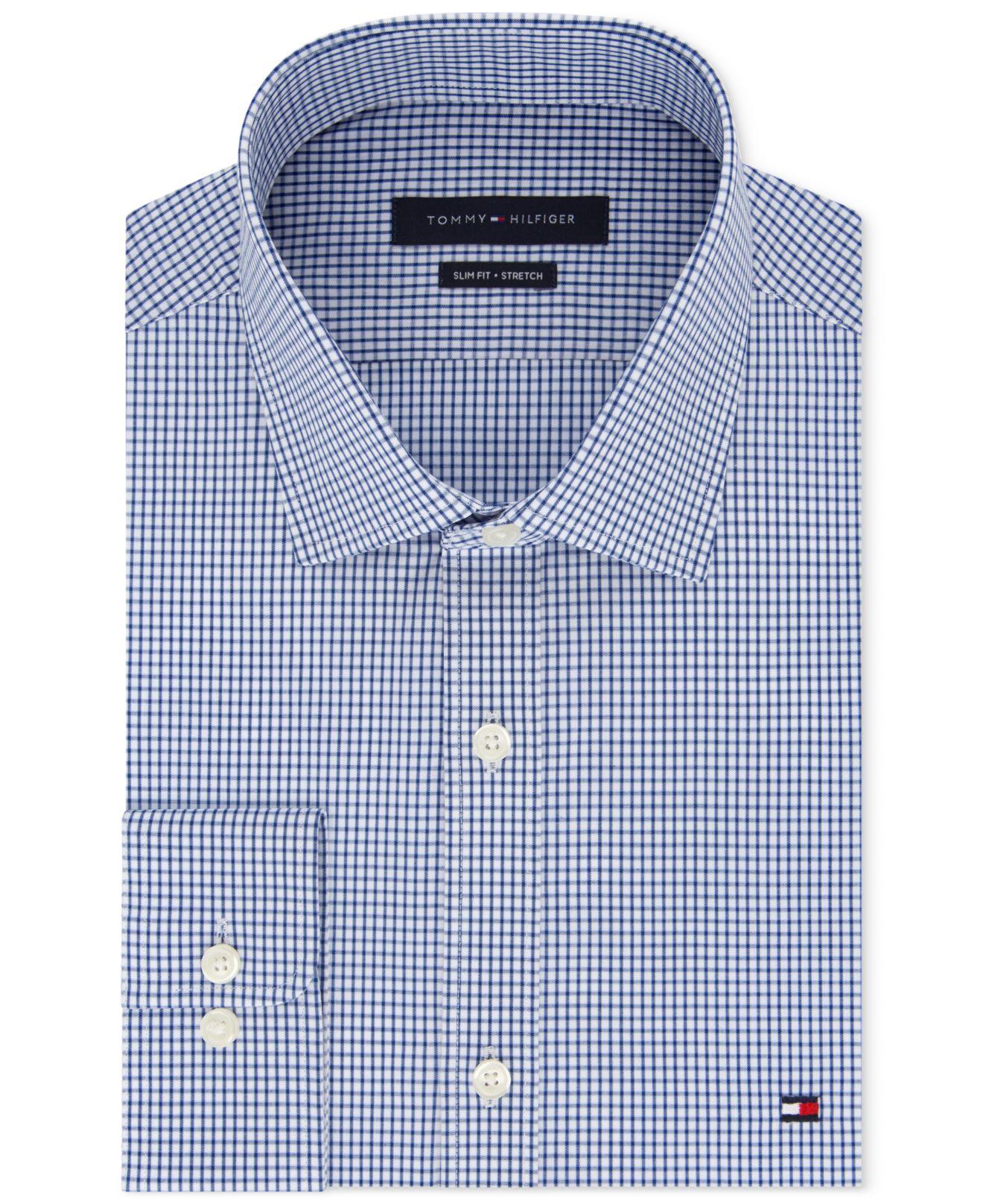 Tommy Hilfiger Slimfit Stretch Check Dress Shirt in Blue for Men Lyst