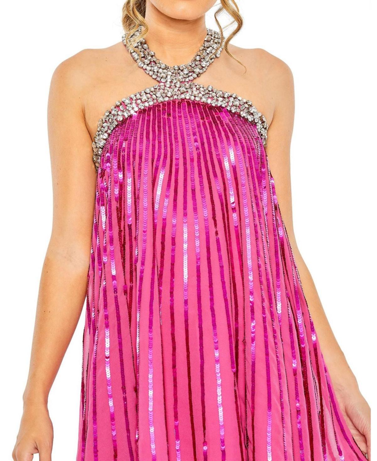 Embellished top trapeze dress