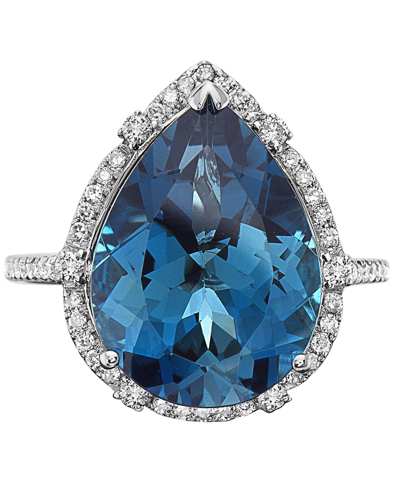 オシャレ エフィー コレクション リング アクセサリー レディース EFFYreg; Semi-Precious  Diamond  Statement Ring Blue Topaz/White Gold