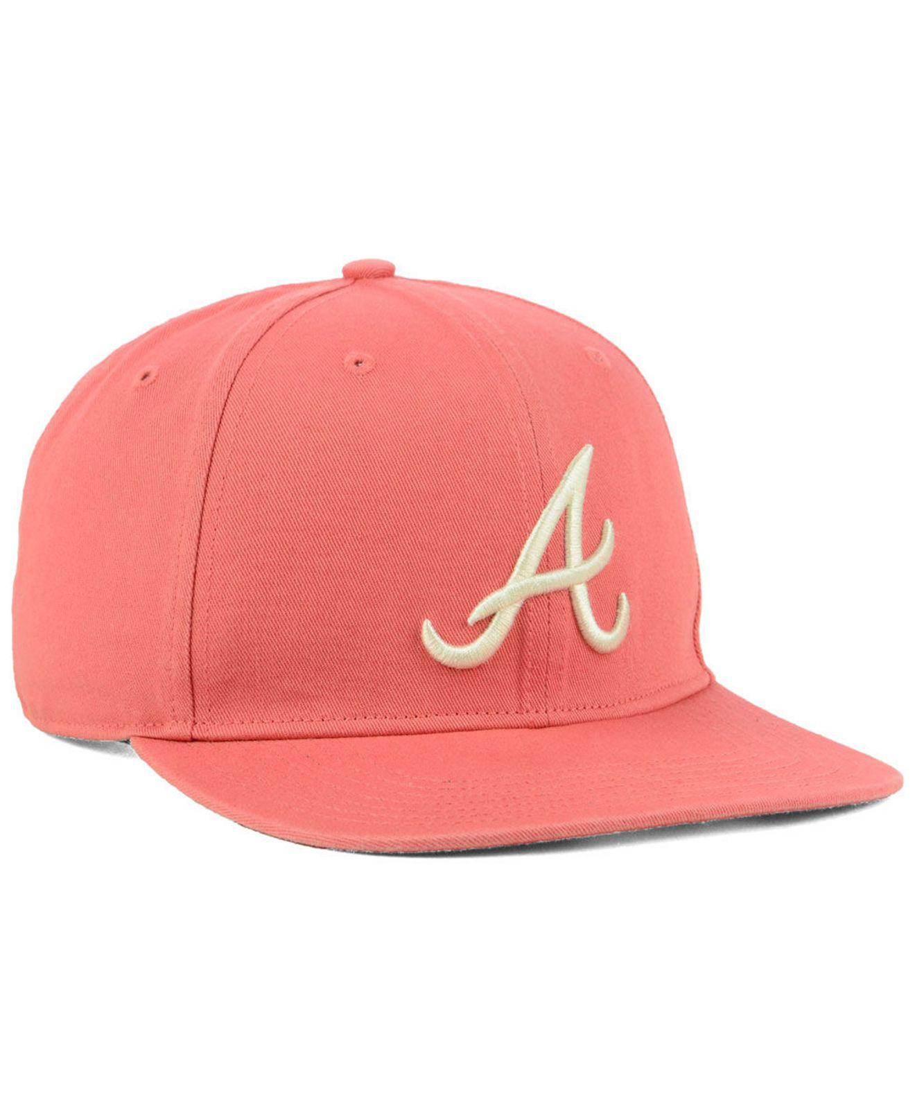 47 Brand Atlanta Braves Island Snapback Cap in Pink for Men