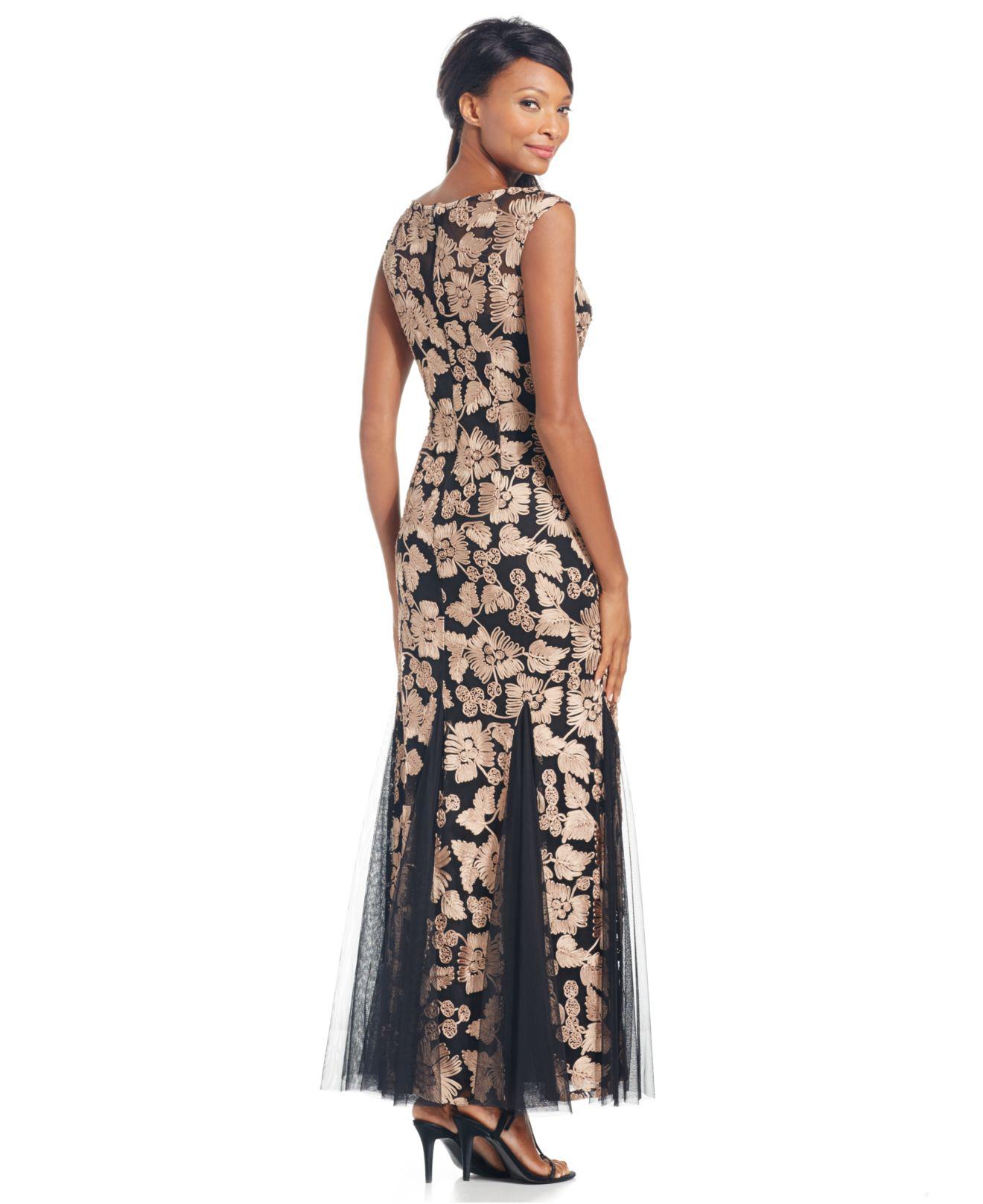 alex evenings floral soutache gown