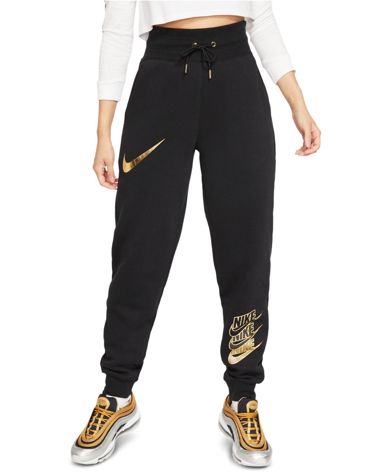 Nike Sportswear Shine Metallic Logo Sweatpants in Black | Lyst