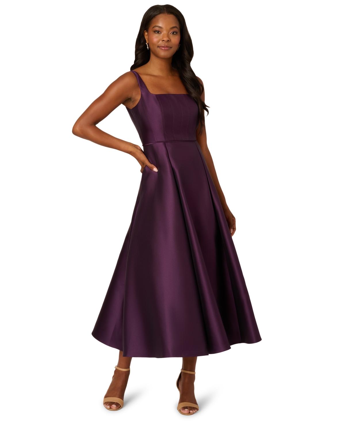 Square Neck Adrianna Papell Petite Dresses On Sale Sleeveless Midi