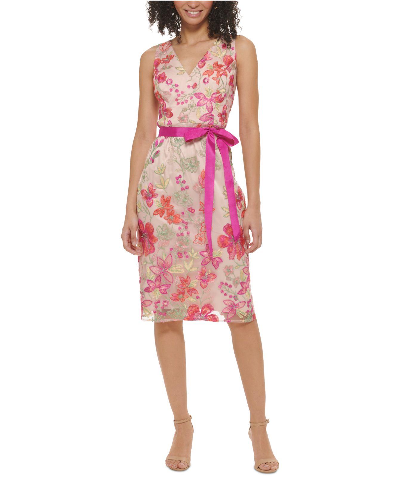 Eliza J Embroidered Cocktail Dress in Pink | Lyst