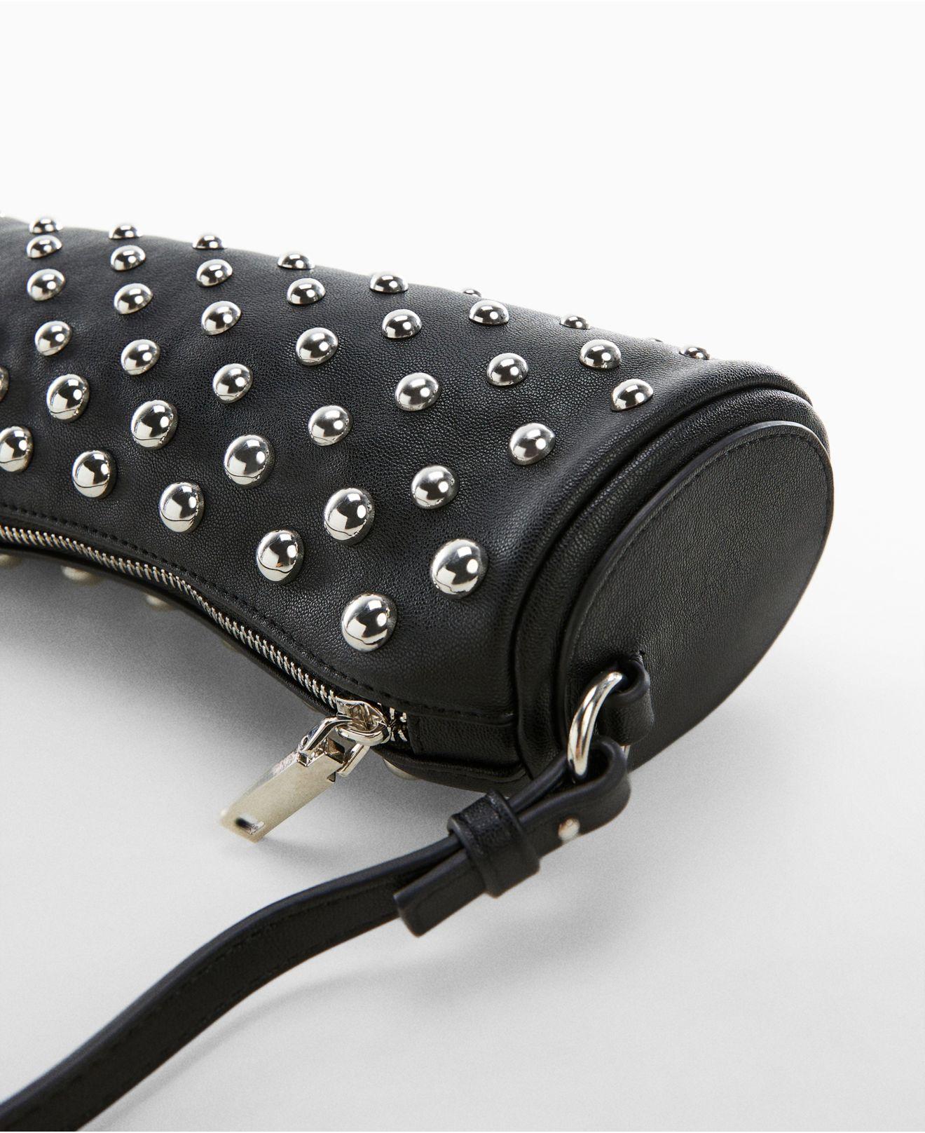 Mango Studded Shoulder Handbag in Black Lyst