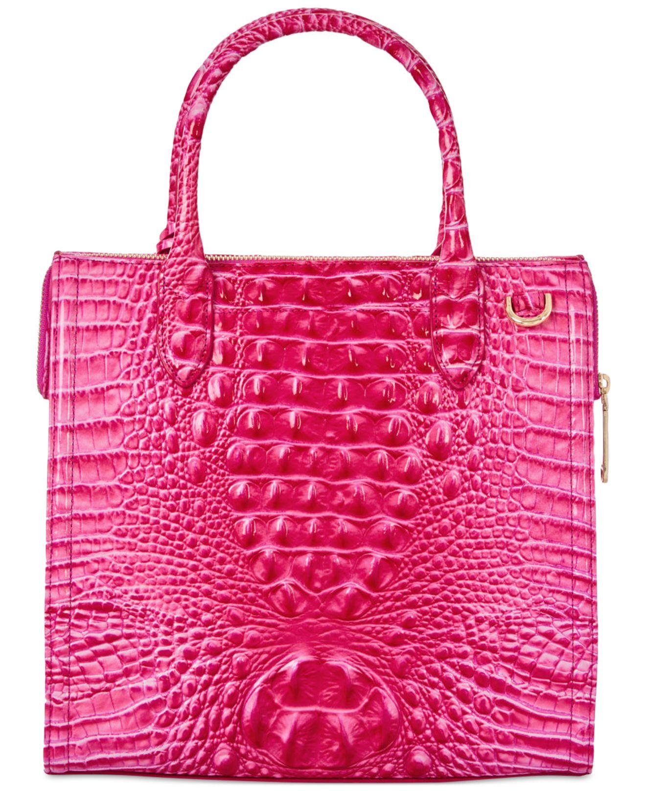 Brahmin Caroline Melbourne Embossed Leather Satchel in Pink
