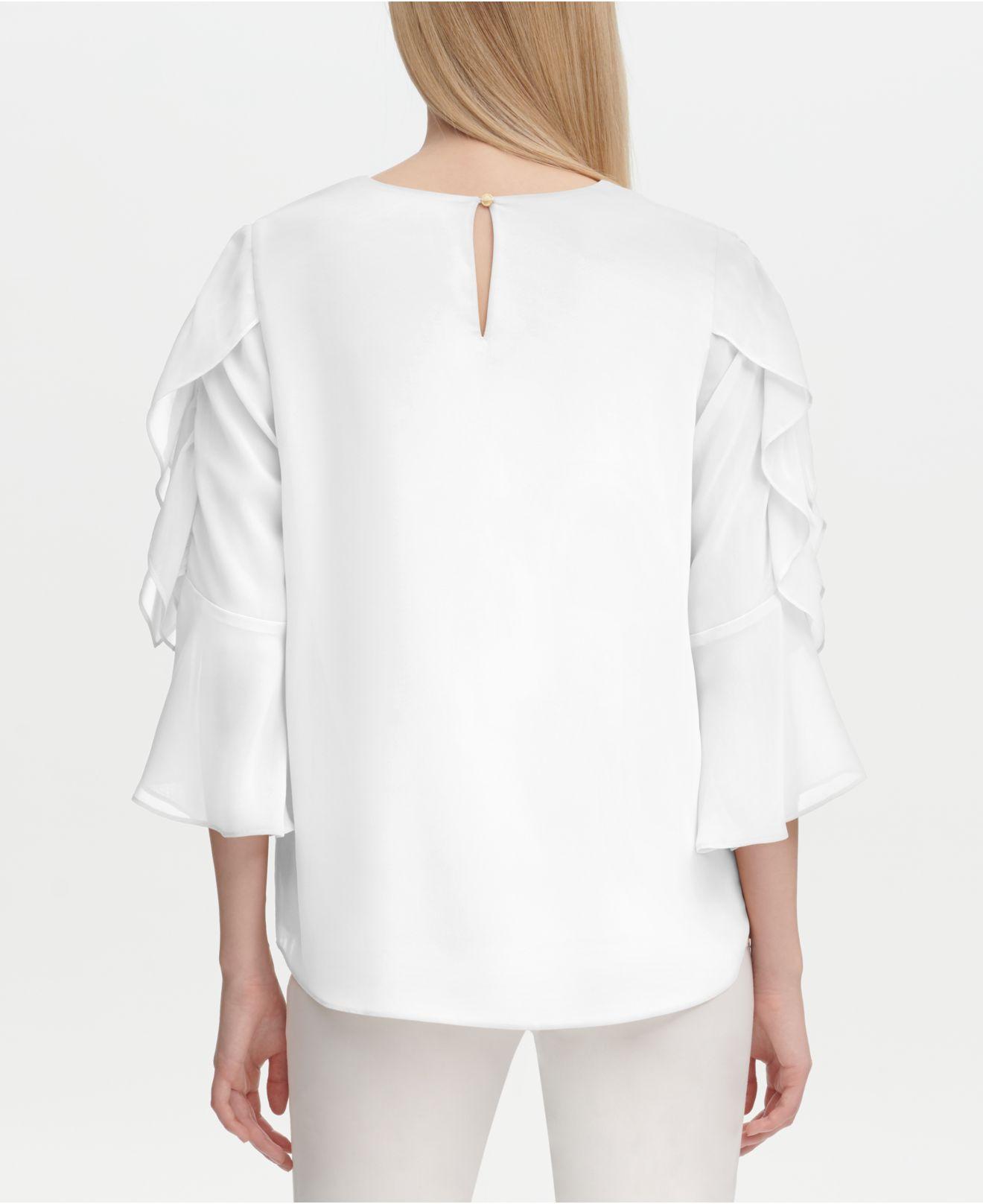 calvin klein ruffle sleeve blouse