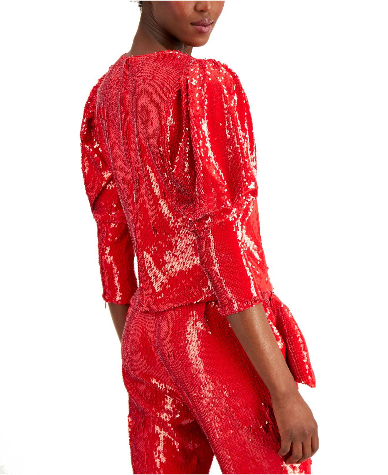 sequin puff sleeve