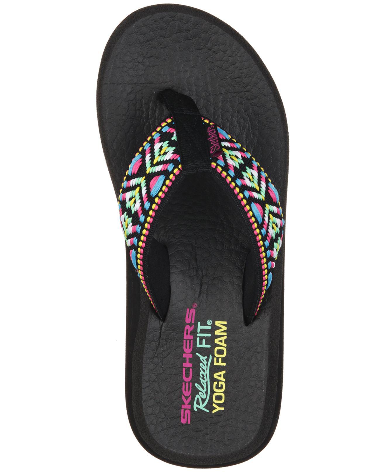 Skechers Synthetic Asana Flip-flop Thong Sandals From Finish Line in Black - Lyst