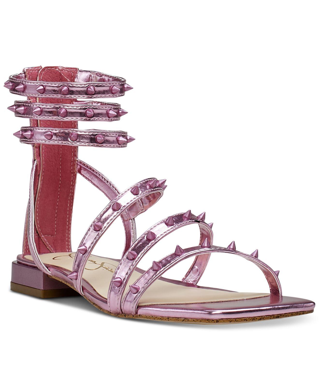 Jessica Simpson Cenedra Studded Strappy Gladiator Sandals in Pink | Lyst