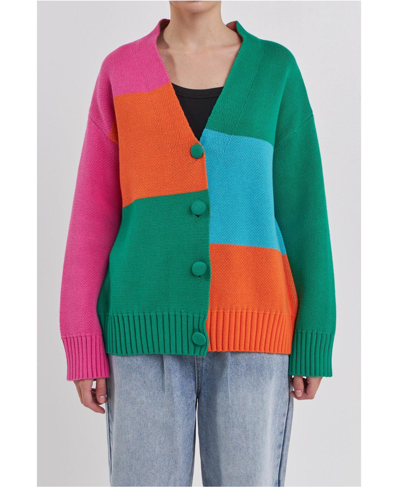 Grey Lab Abstract Colorblock Cardigan Lyst