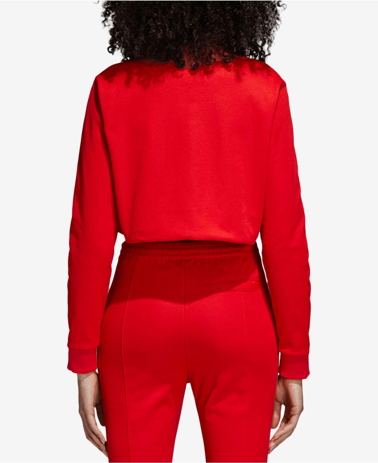 adidas cropped track jacket red