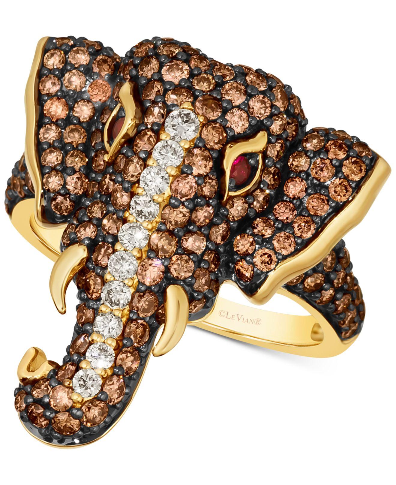 Le Vian ® Diamond (2 Ct. T.w.) & Passion Ruby Accent Elephant Ring In 14k  Gold in Brown | Lyst
