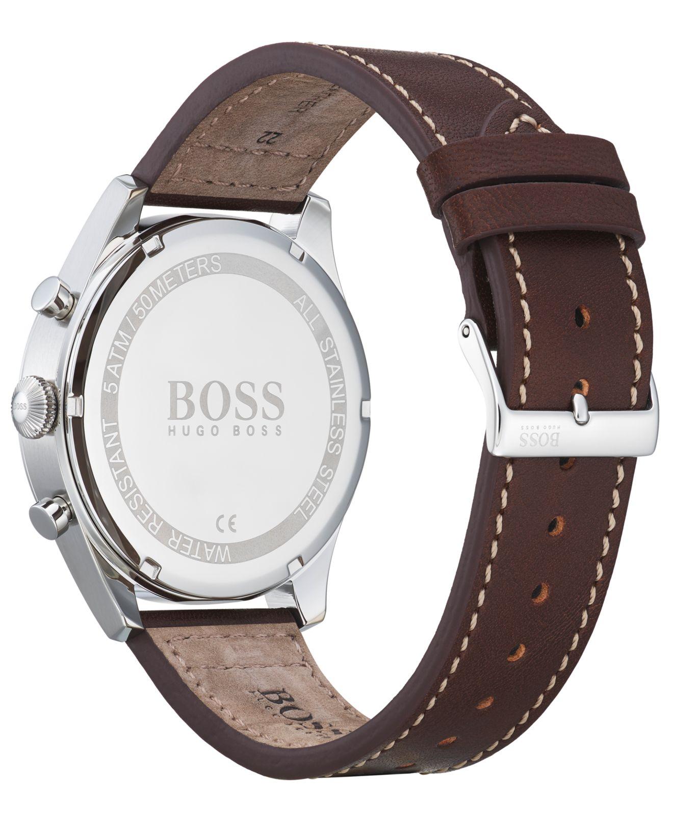 BOSS by HUGO BOSS Stainless-steel Chronograph Watch With Brown Leather  Strap for Men - Lyst