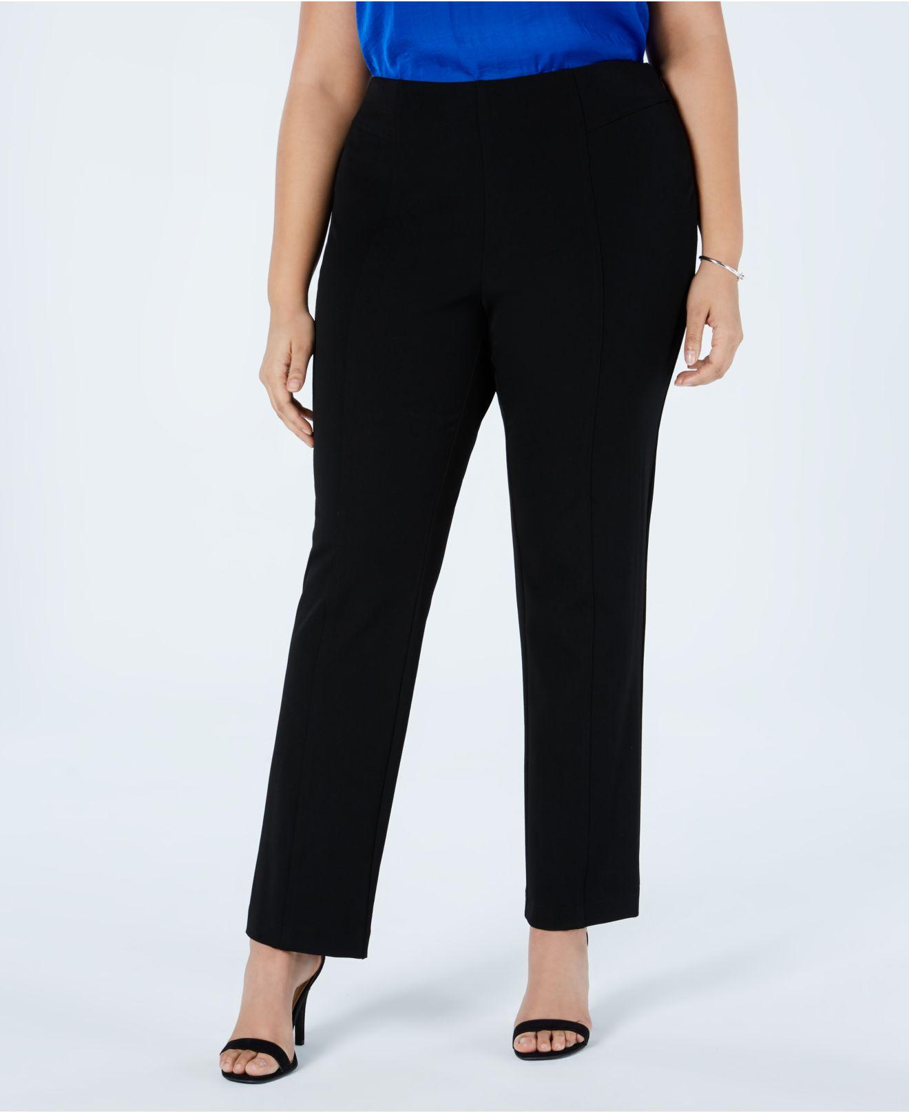 Vince Camuto Synthetic Plus Size Front-seam Straight-leg Pants in Black ...