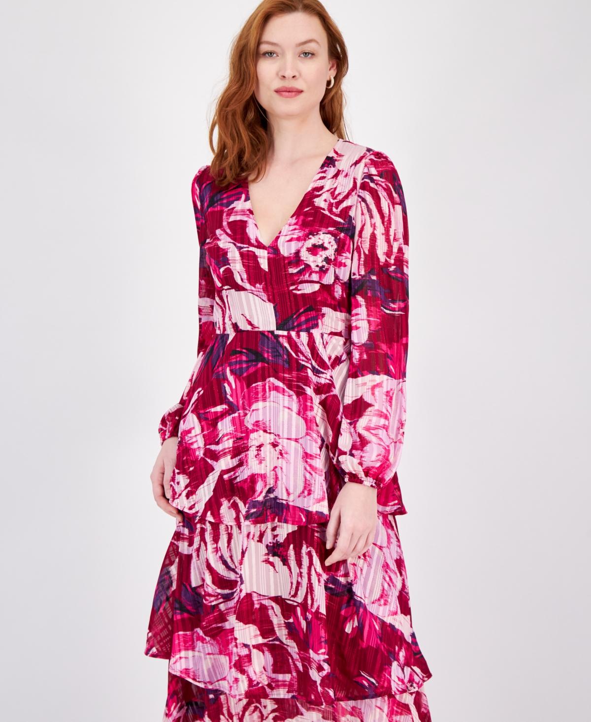 Rachael Roy purple floral wrap online dress