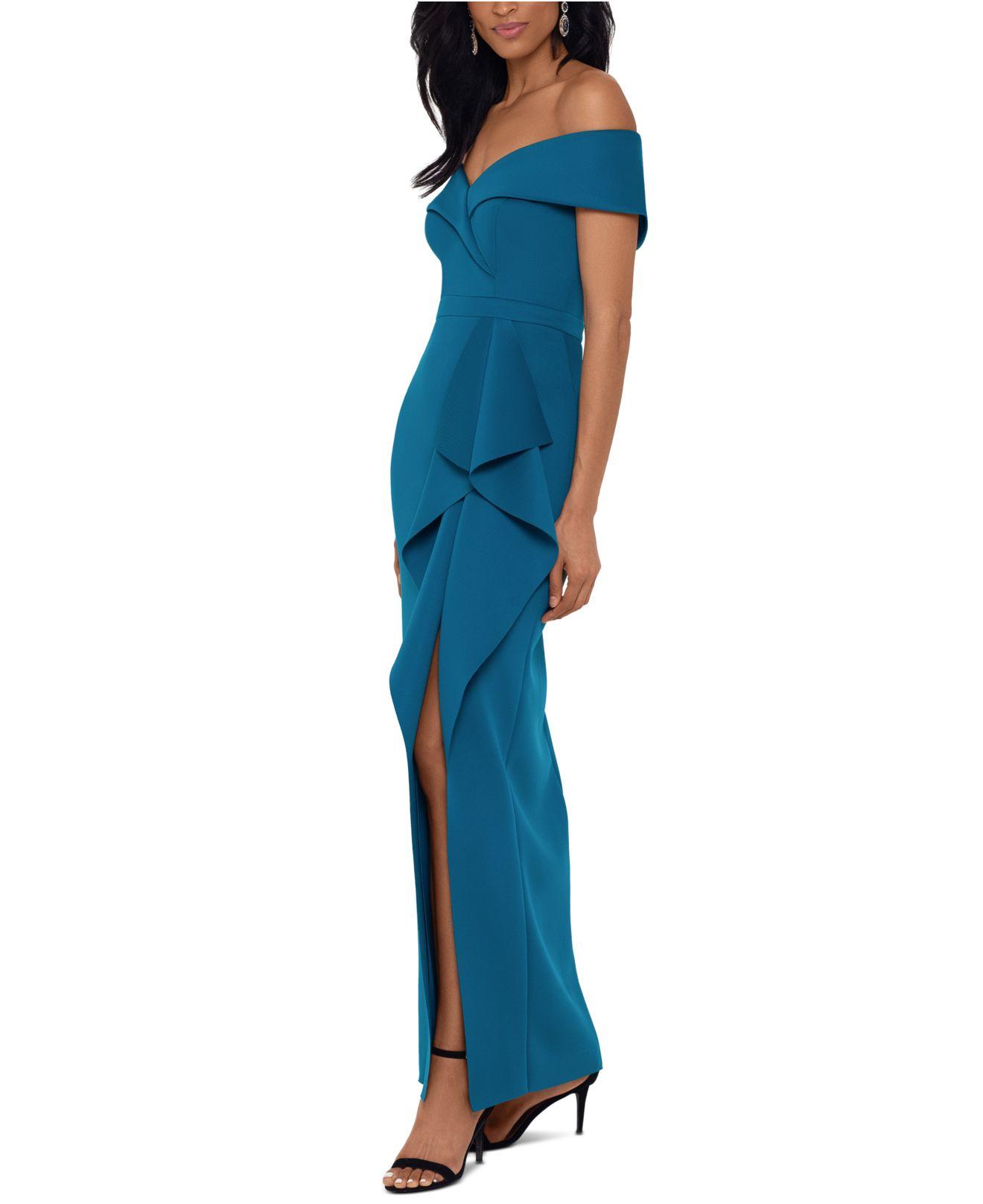 xscape ruffled gown
