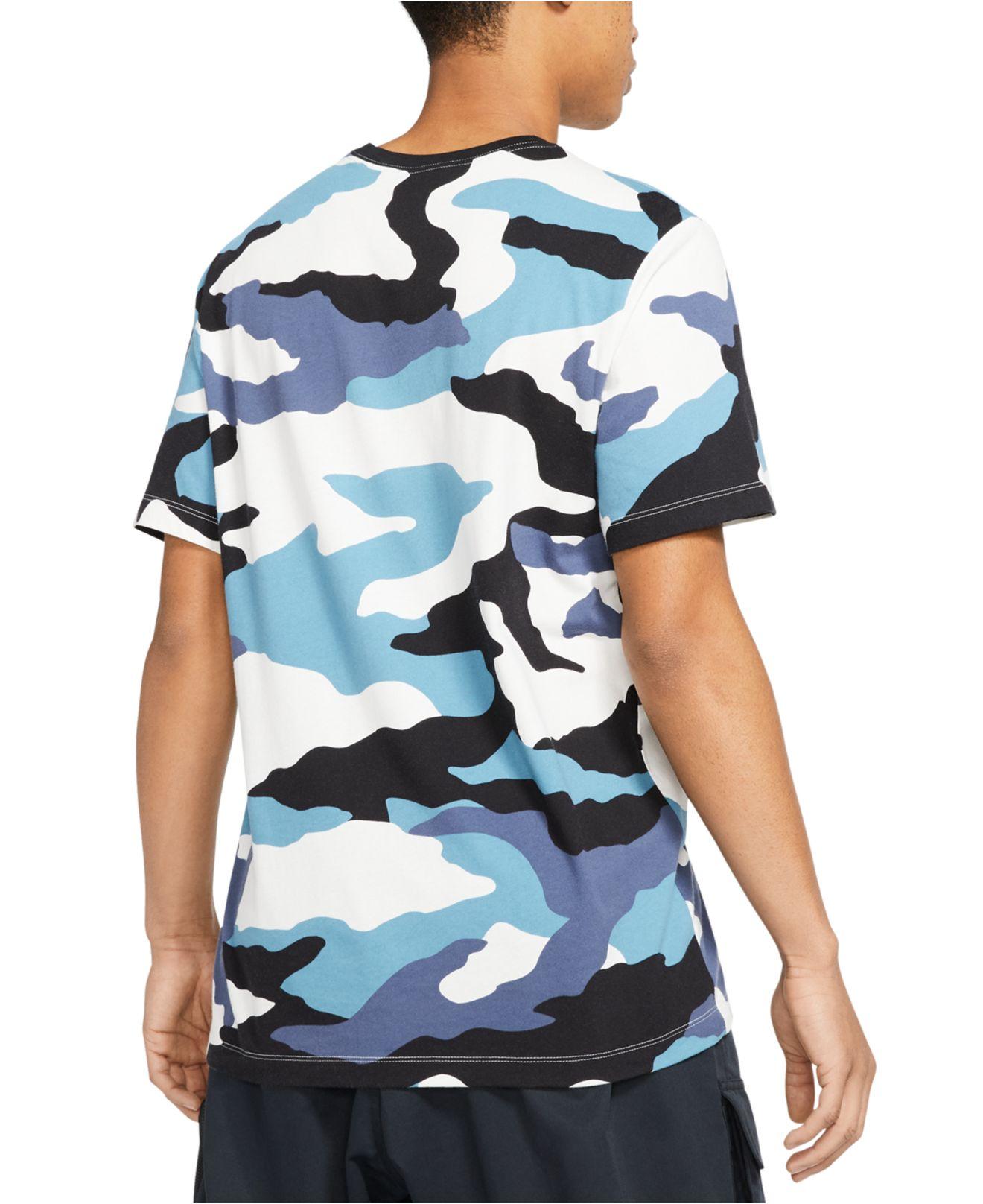 Nike Cotton Sportswear Camo T-shirt in Blue for Men - Lyst