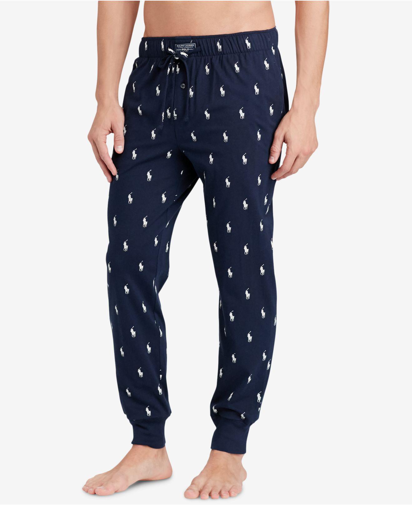 Polo Ralph Lauren Cotton Pony Print Pajama Jogger Pants in Navy 