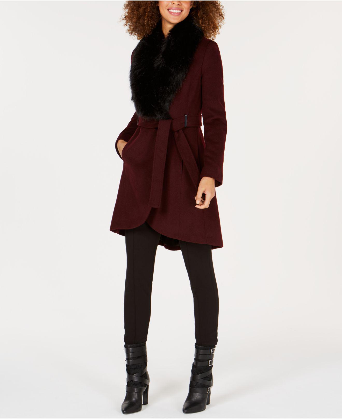 burgundy fur collar