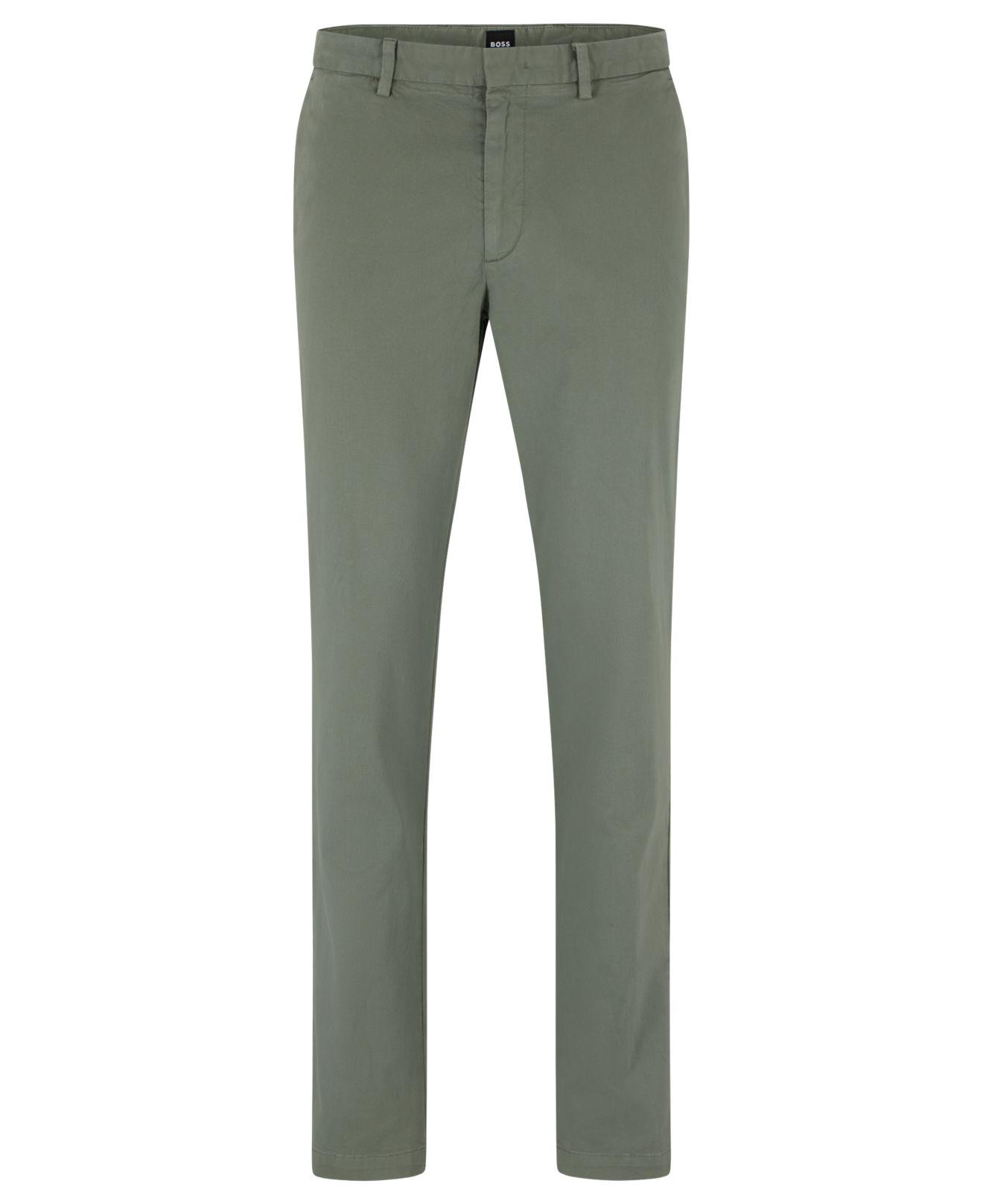 BOSS by HUGO BOSS Slim-fit Stretch-cotton Gabarde Chinos in Green for Men |  Lyst