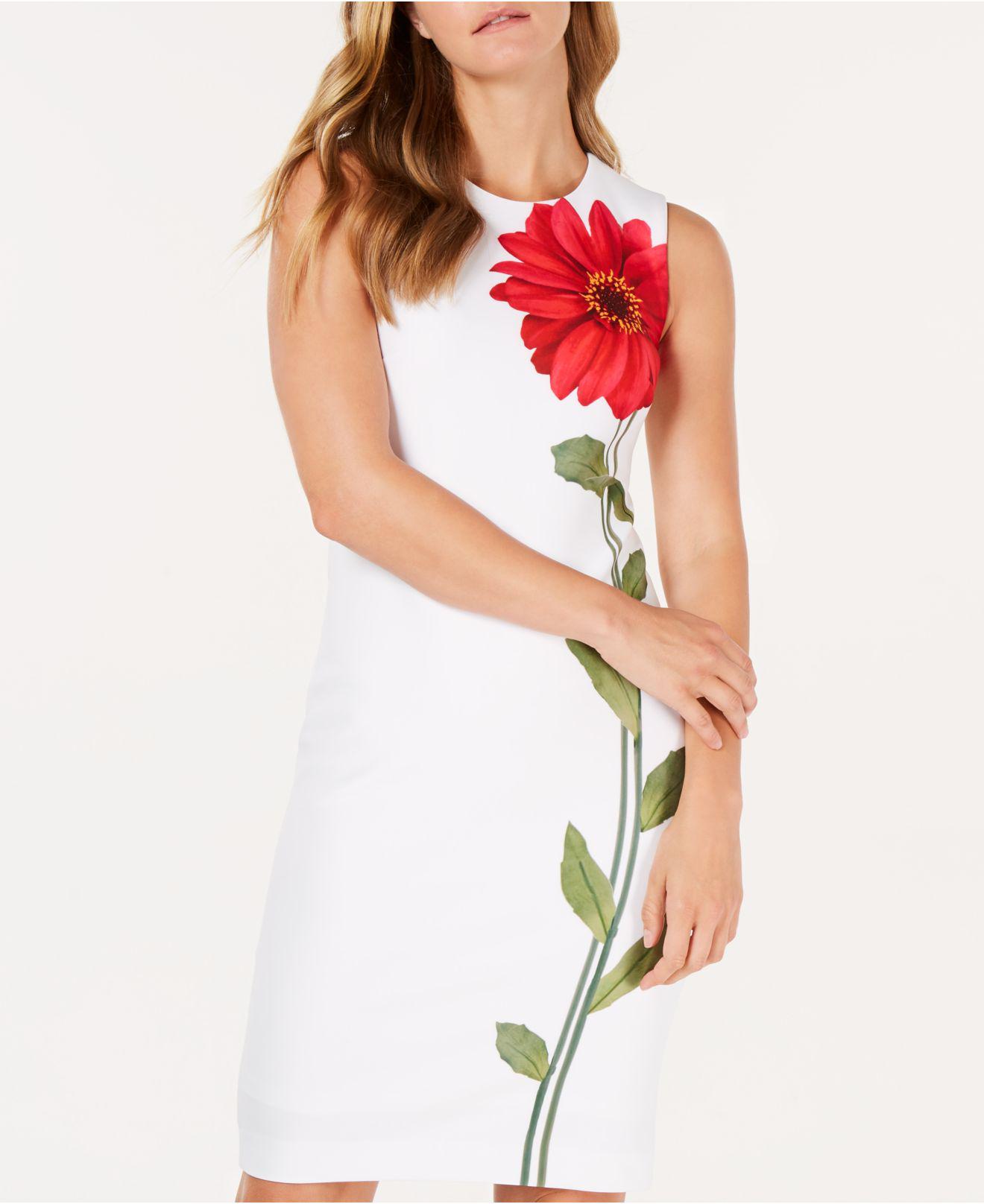 calvin klein single flower sheath dress