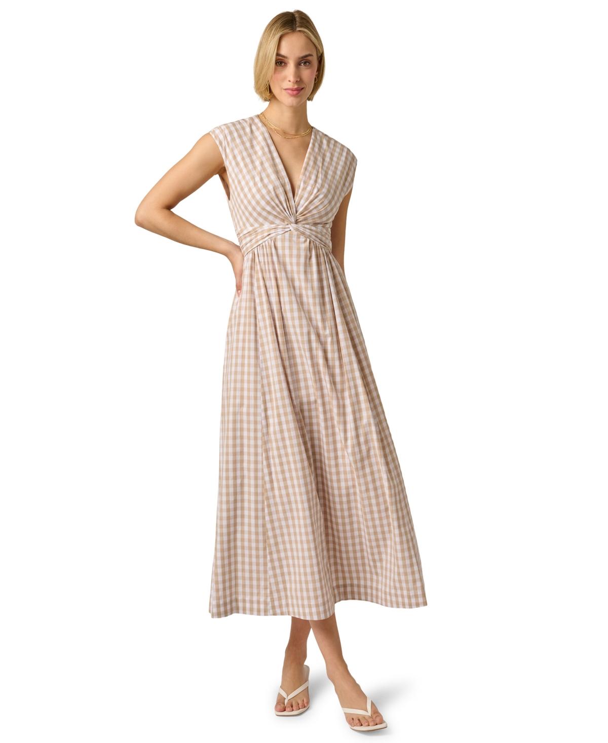 beige and white dresses Beige Halter Floral Midi Dresses